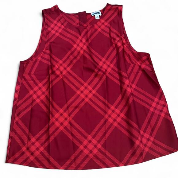 Red plaid sleeveless blouse plaid - Picture 1 of 6